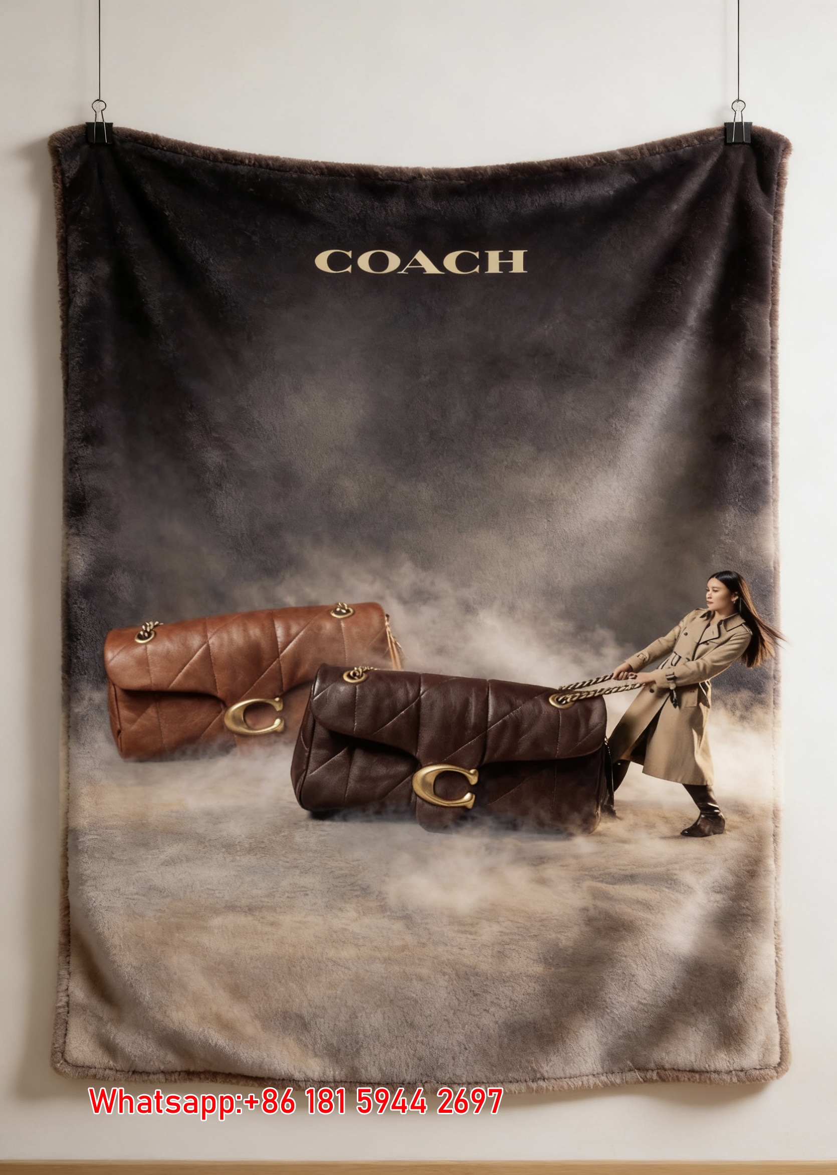 Coach Tabby Bag Print Flannel Fleece Throw Blanket C060